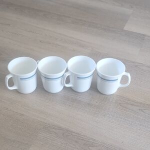 Corningware White Mugs with Light Blue Accent